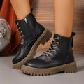 Lace Up Round Toe Boots - CELIVINE