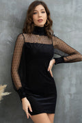 Turtleneck Long Sleeve Dress - CELIVINE