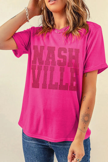 NASHVILLE Round Neck Short Sleeve T-Shirt - CELIVINE