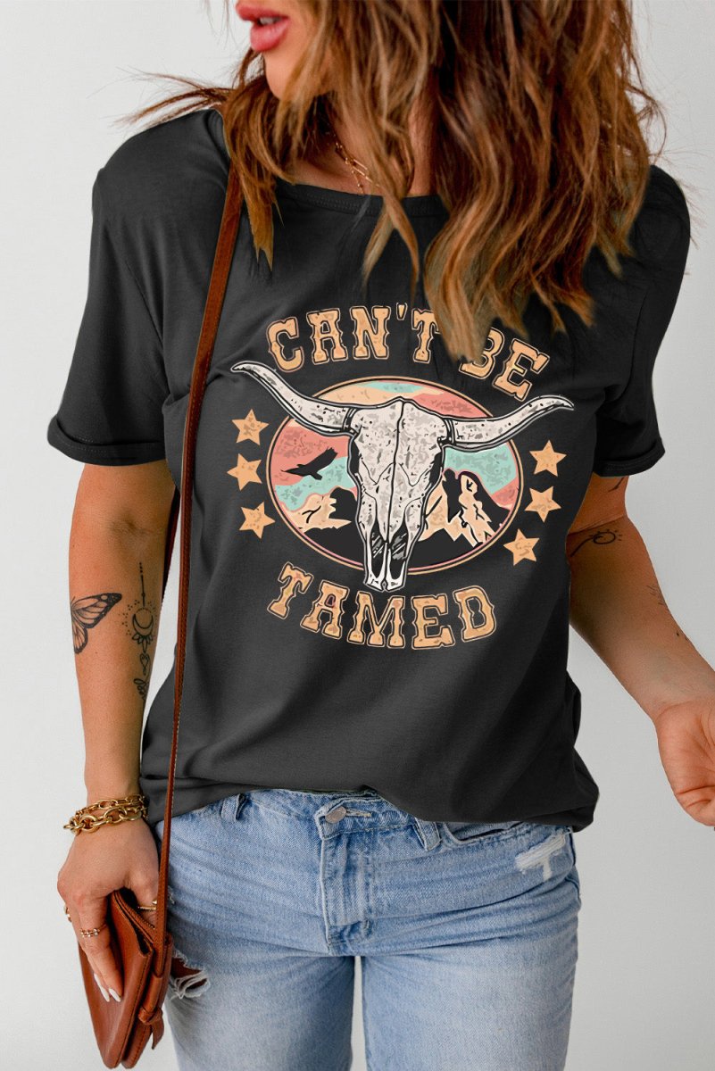 CAN'T BE TAMED Graphic Short Sleeve Tee - CELIVINE