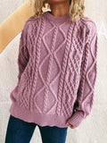 Cable Knit Long Sleeve Sweater - CELIVINE