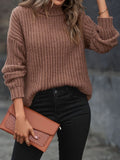 Turtleneck Rib - Knit Sweater - CELIVINE