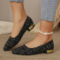 Point Toe Block Heels Slip - Ons - CELIVINE
