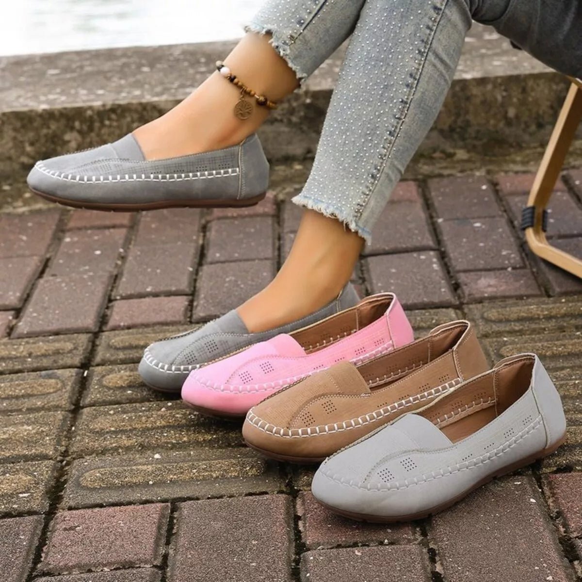 Round Toe Flats Slip - Ons - CELIVINE