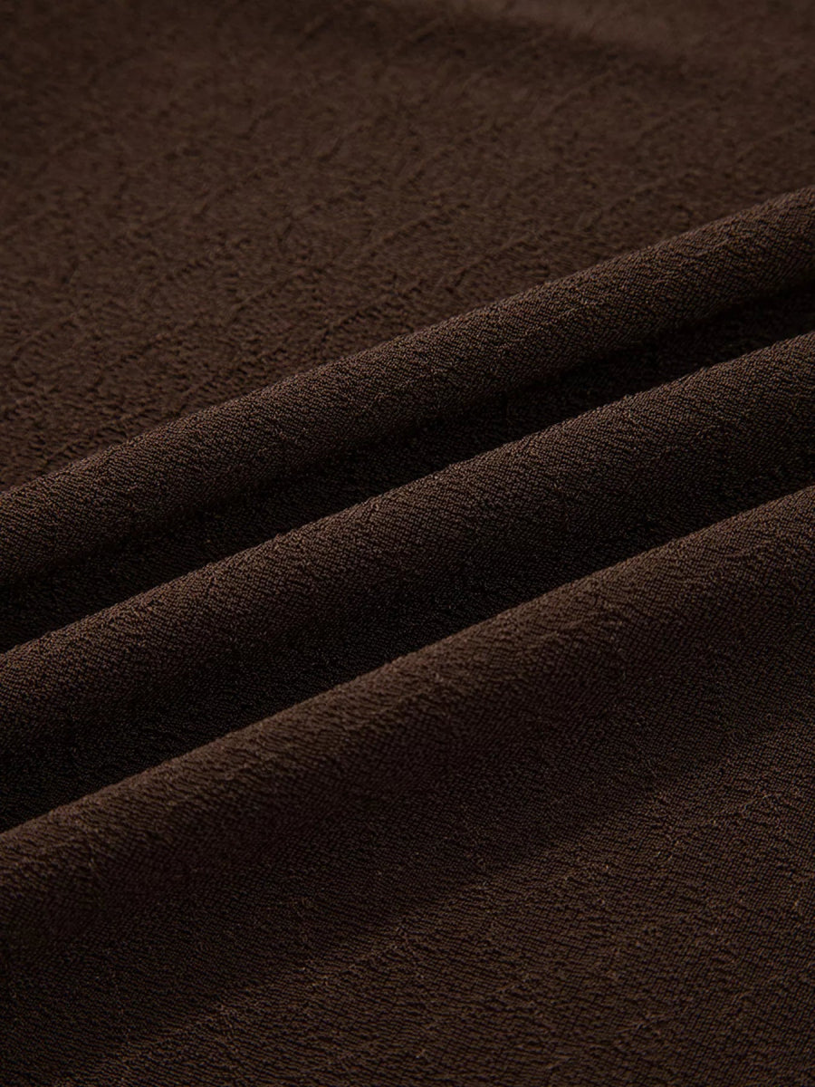 Lettuce Trim Raw Seam Patchwork Jacquard Long Sleeve Top - CELIVINE