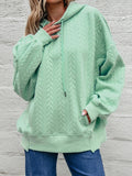 Drawstring Textured Baggy Solid Hoodie - CELIVINE