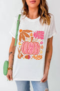 Graphic Round Neck Short Sleeve T-Shirt - CELIVINE