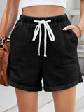 Drawstring Wash Denim Shorts - CELIVINE