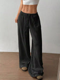 Full Size Drawstring Wide Leg Pants Plus Size - CELIVINE