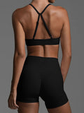 Ruched Sports Bra and High - Waisted Shorts Active Set - CELIVINE