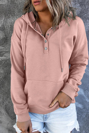 Dropped Shoulder Long Sleeve Hoodie with Pocket - CELIVINE