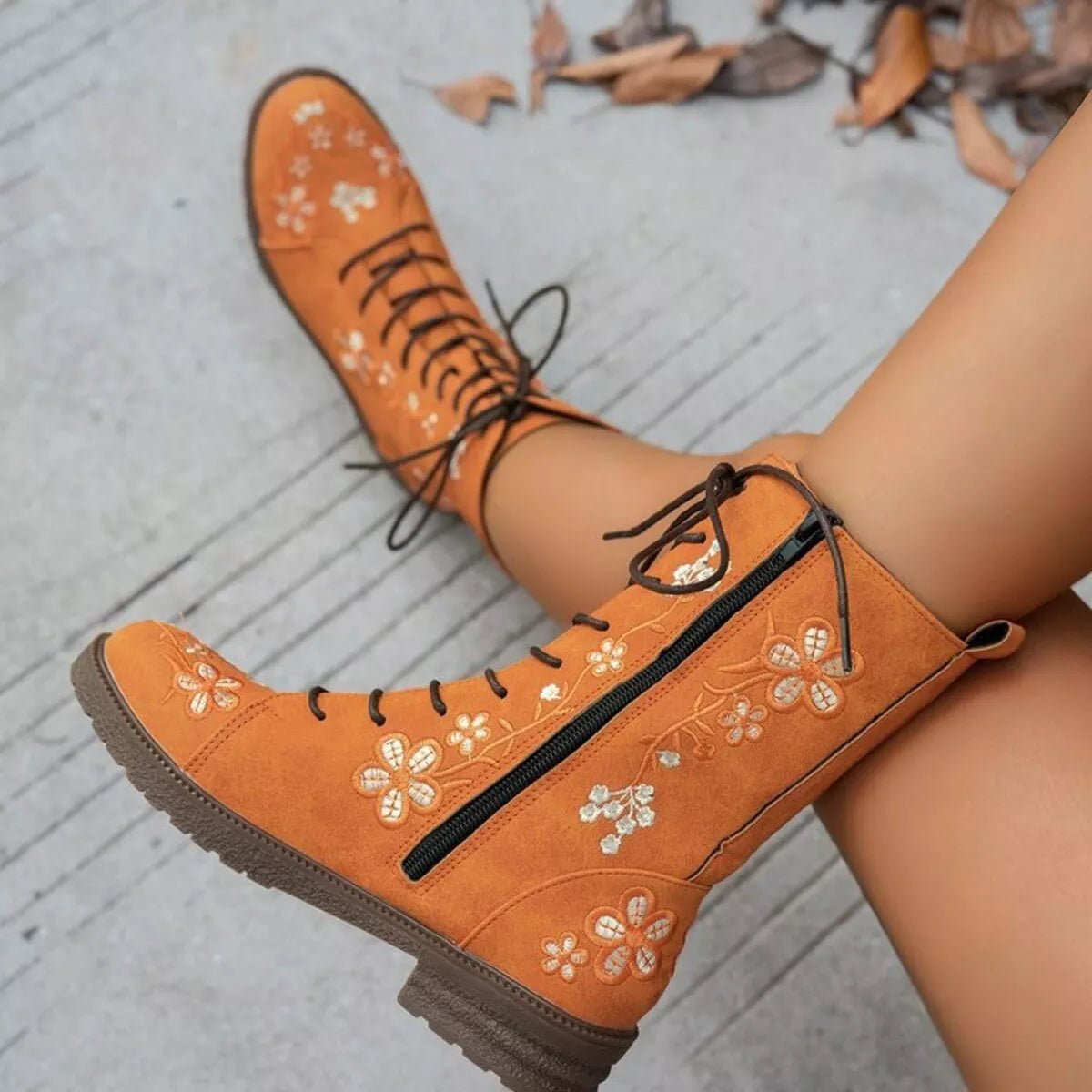 Round Toe Block Heels Boots - CELIVINE