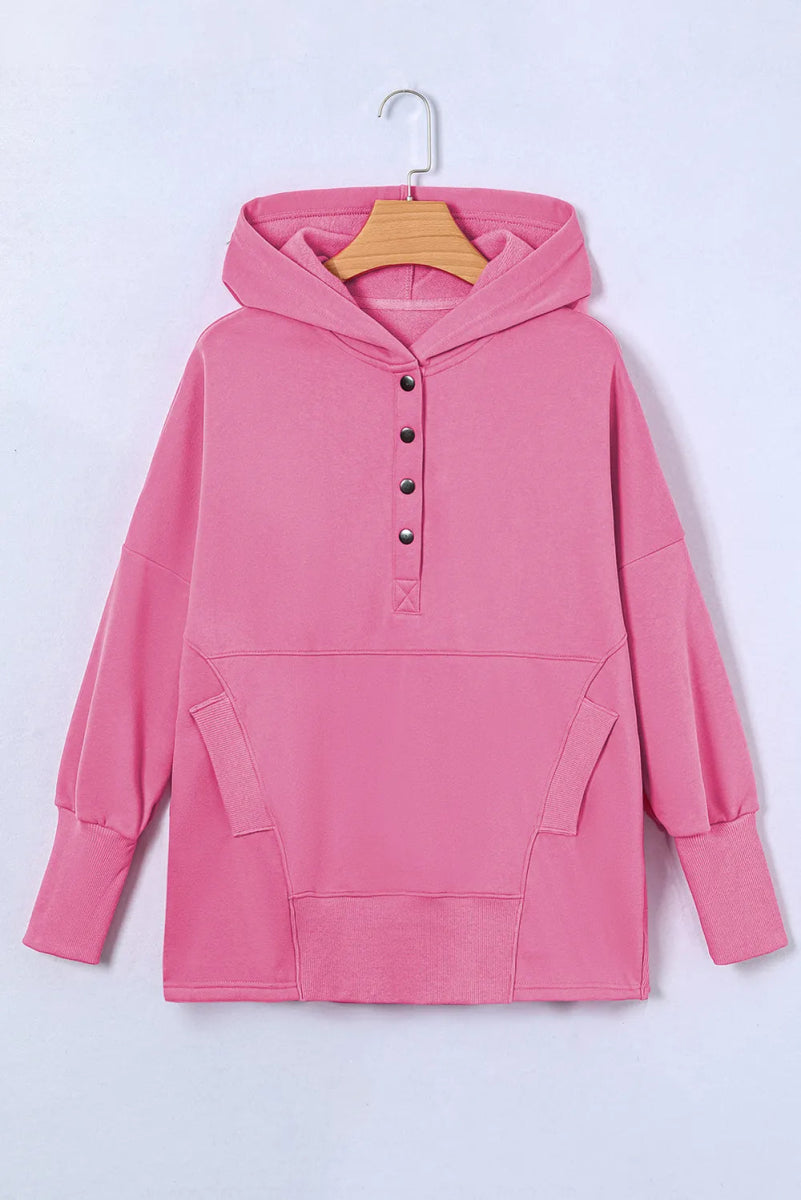 Quarter - Snap Dropped Shoulder Hoodie - CELIVINE