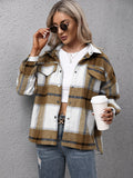 Plaid Long Sleeve Shirt Jacket - CELIVINE
