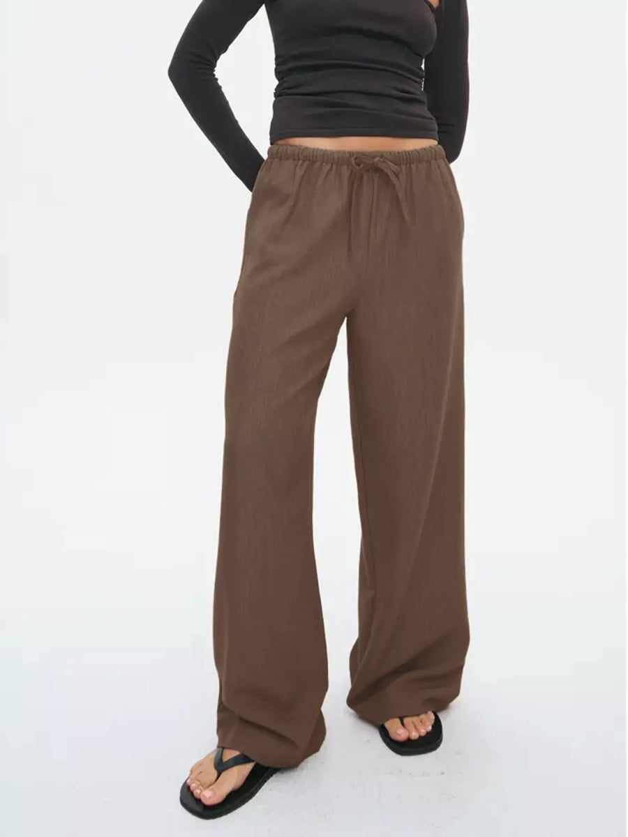 Wide Leg Drawstring Pants - CELIVINE