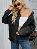Washed Oversized Button Down Denim Jacket - CELIVINE