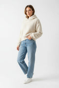 Fuzzy Dropped Shoulder Long Sleeve Hoodie - CELIVINE