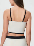 Contrast Trim Square Neck Active Cami with Detachable Chest Pads - CELIVINE