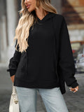 Textured Drawstring Long Sleeve Hoodie - CELIVINE