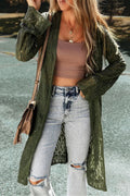 Openwork Open Front Long Sleeve Cardigan - CELIVINE