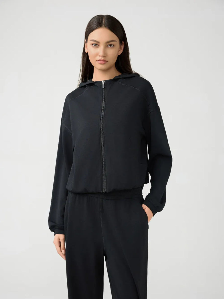 Zip Up Dropped Shouder Active Hooded - CELIVINE