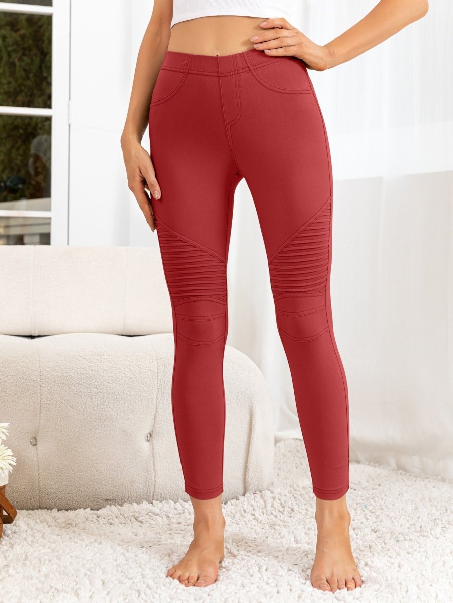 Ribbed Detail Leggings - CELIVINE
