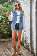 Sleeveless Denim Top with A Detachable Hood - CELIVINE