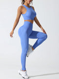 Round Neck Tank and High Waist Leggings Active Set - CELIVINE