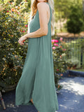 Full Size V - Neck Midi Tank Dress - CELIVINE