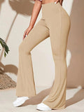 Full Size High - Waist Flare Active Pants Plus Size - CELIVINE