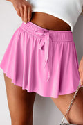 Drawstring High Waist Lined Active Skorts - CELIVINE