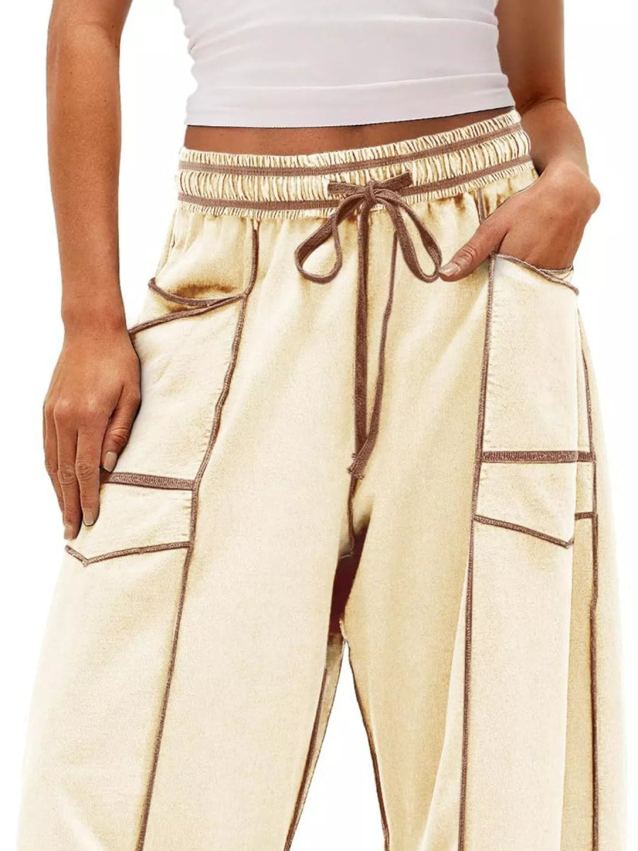 Drawstring Wide Leg Pants - CELIVINE