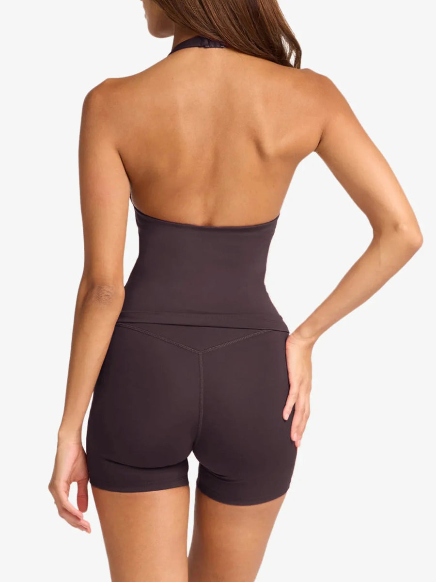 Halter Neck Cami and Shorts Active Set - CELIVINE