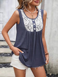 Lace Panel Scoop Neck Tank - CELIVINE