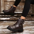 Round Toe Platform Boots - CELIVINE