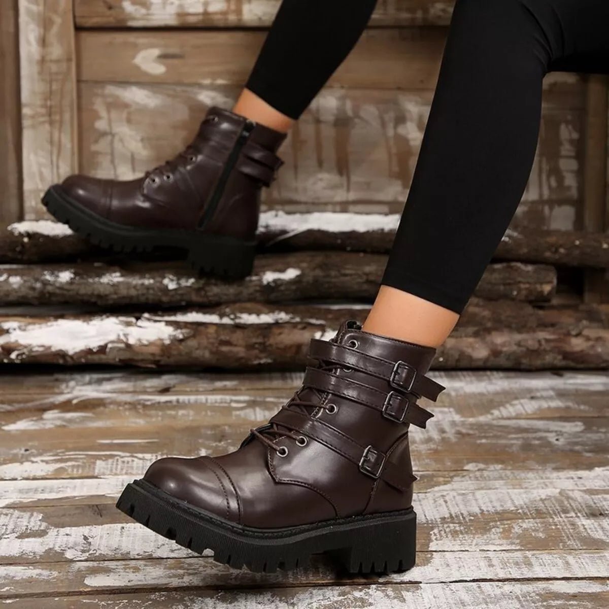 Round Toe Platform Boots - CELIVINE