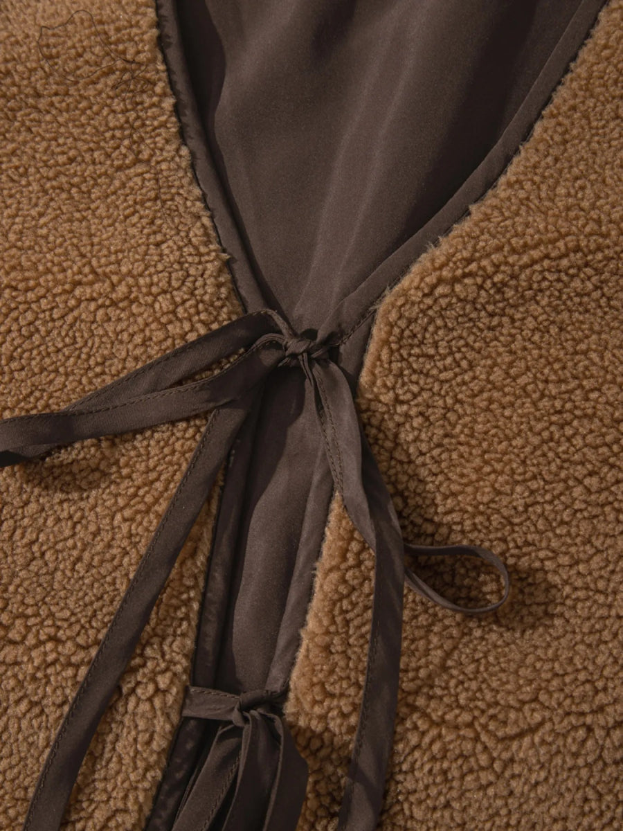 Double Tied Front Vest Coat - CELIVINE