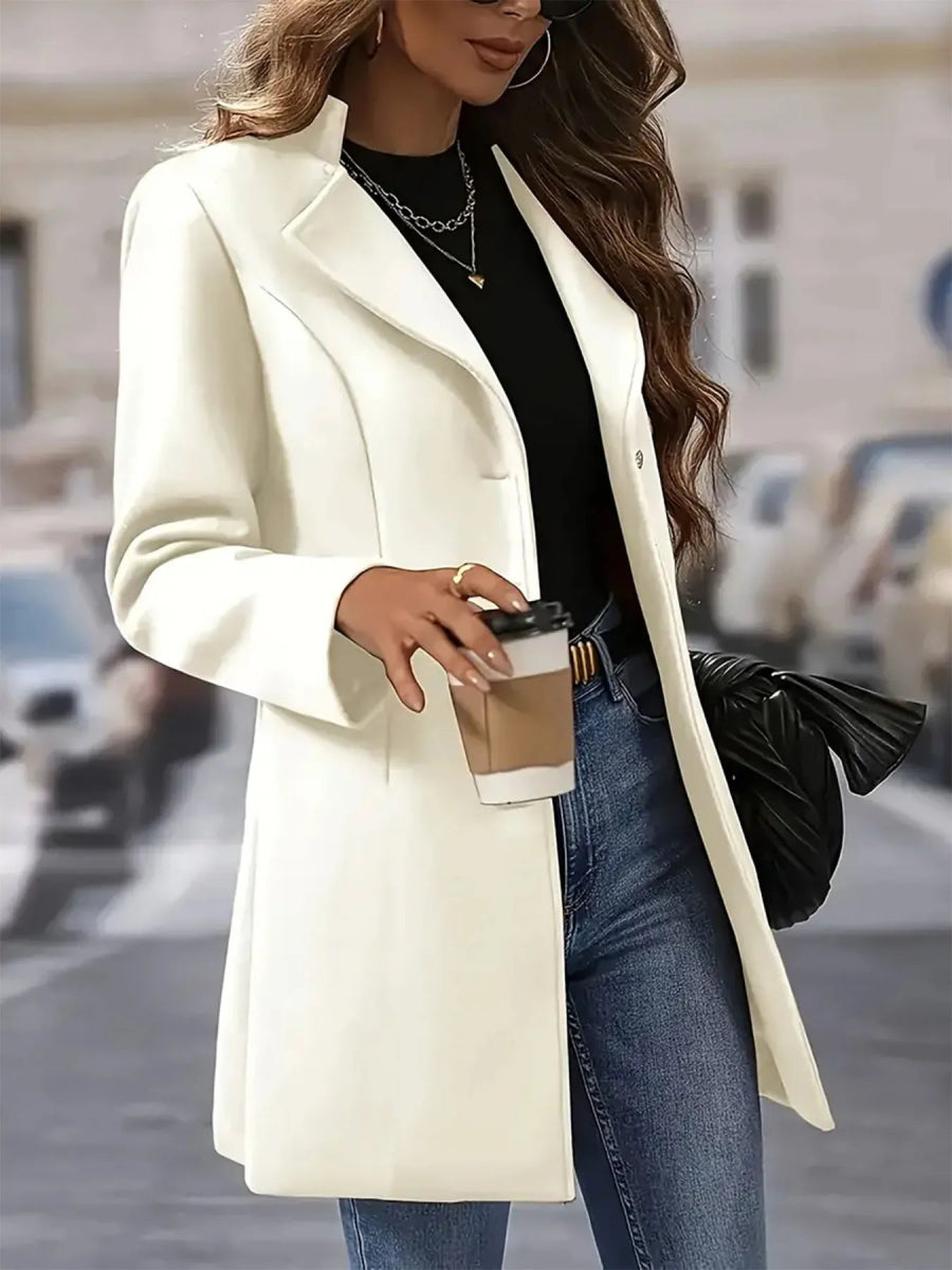 Single - Breasted Longline Blazer Coat - CELIVINE