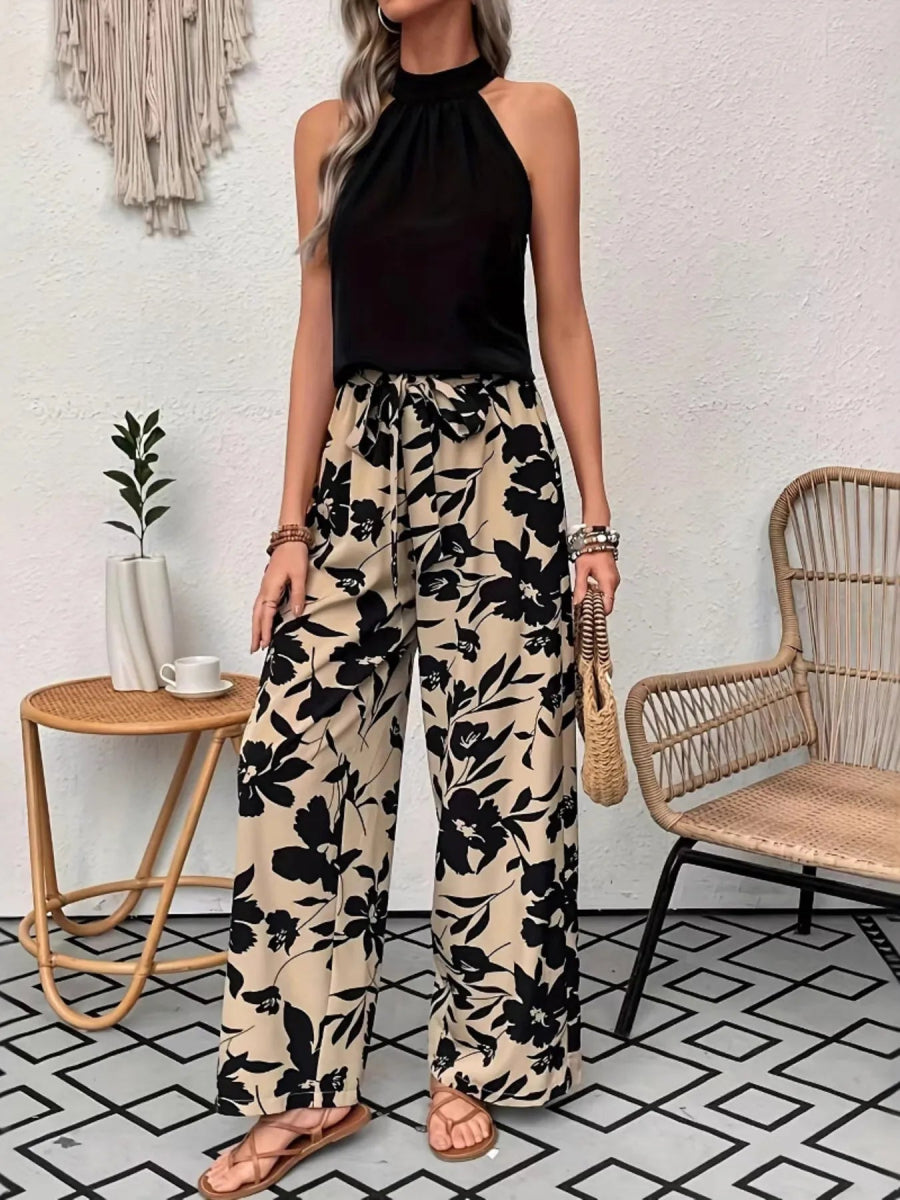 Printed Wide Leg Casual Pants - CELIVINE