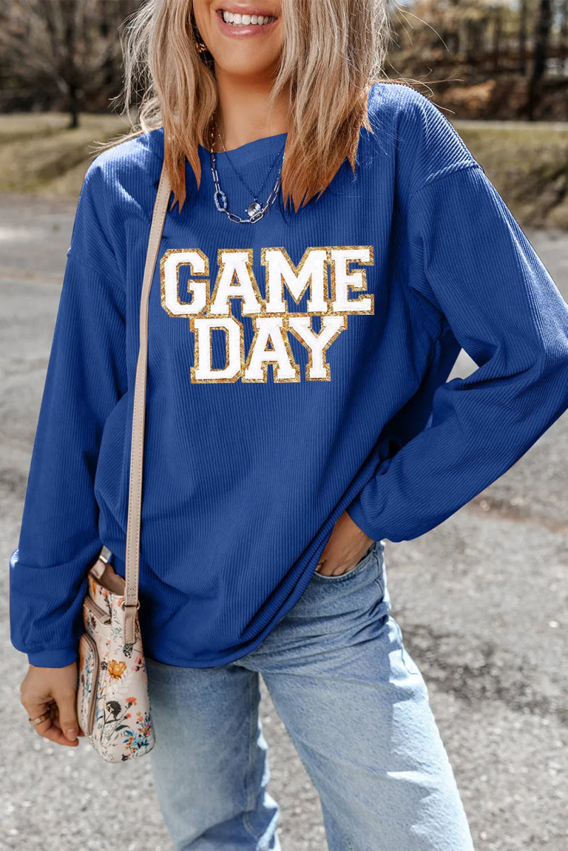 GAME DAY Round Neck Long Sleeve Sweatshirt - CELIVINE
