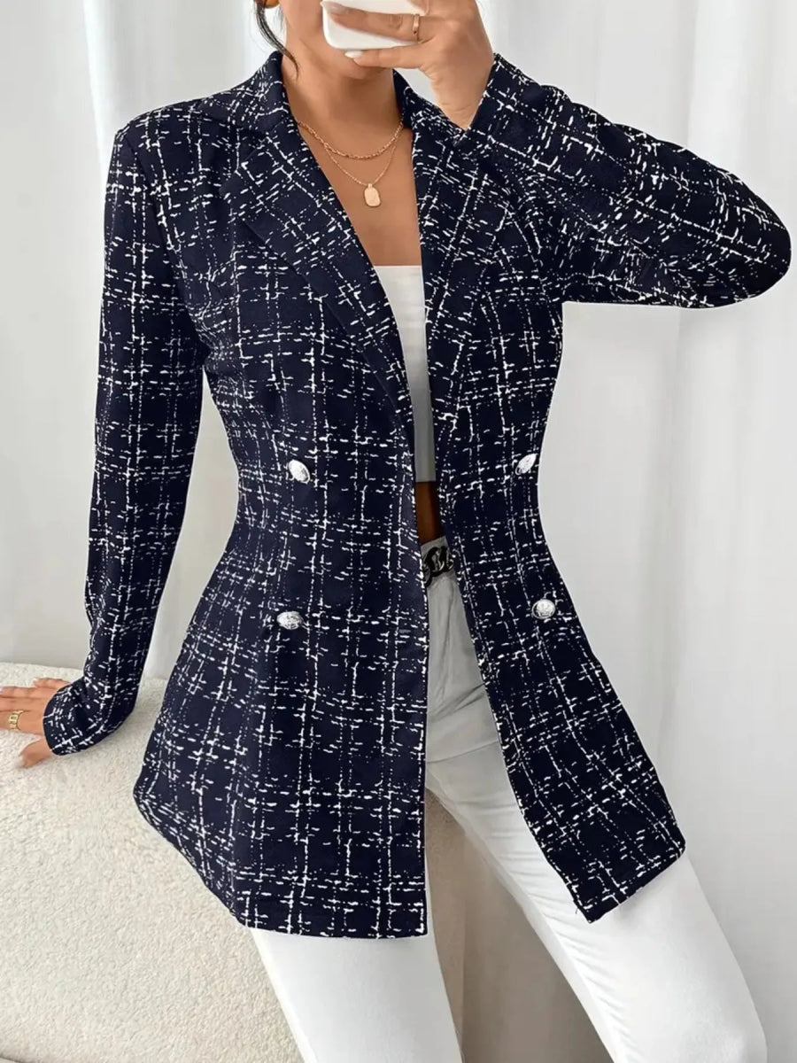 Tweed Double - Breasted Blazer - CELIVINE