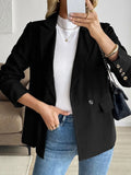 Perfee Lapel Collar Long Sleeve Blazer - CELIVINE