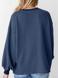 Round Neck Drop Shoulder Long Sleeve Sweatshirt - CELIVINE