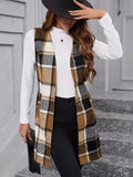 Plaid V - Neck Vest Coat - CELIVINE