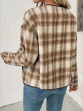 Plaid Long Sleeve Button - Up Jacket - CELIVINE