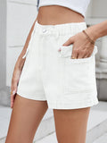 High Waist Cargo Denim Shorts - CELIVINE
