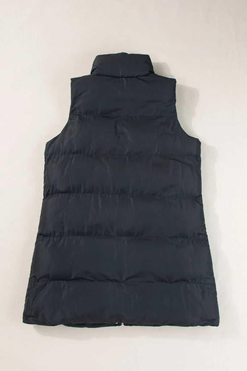Pocketed Zip Up Vest Coat - CELIVINE