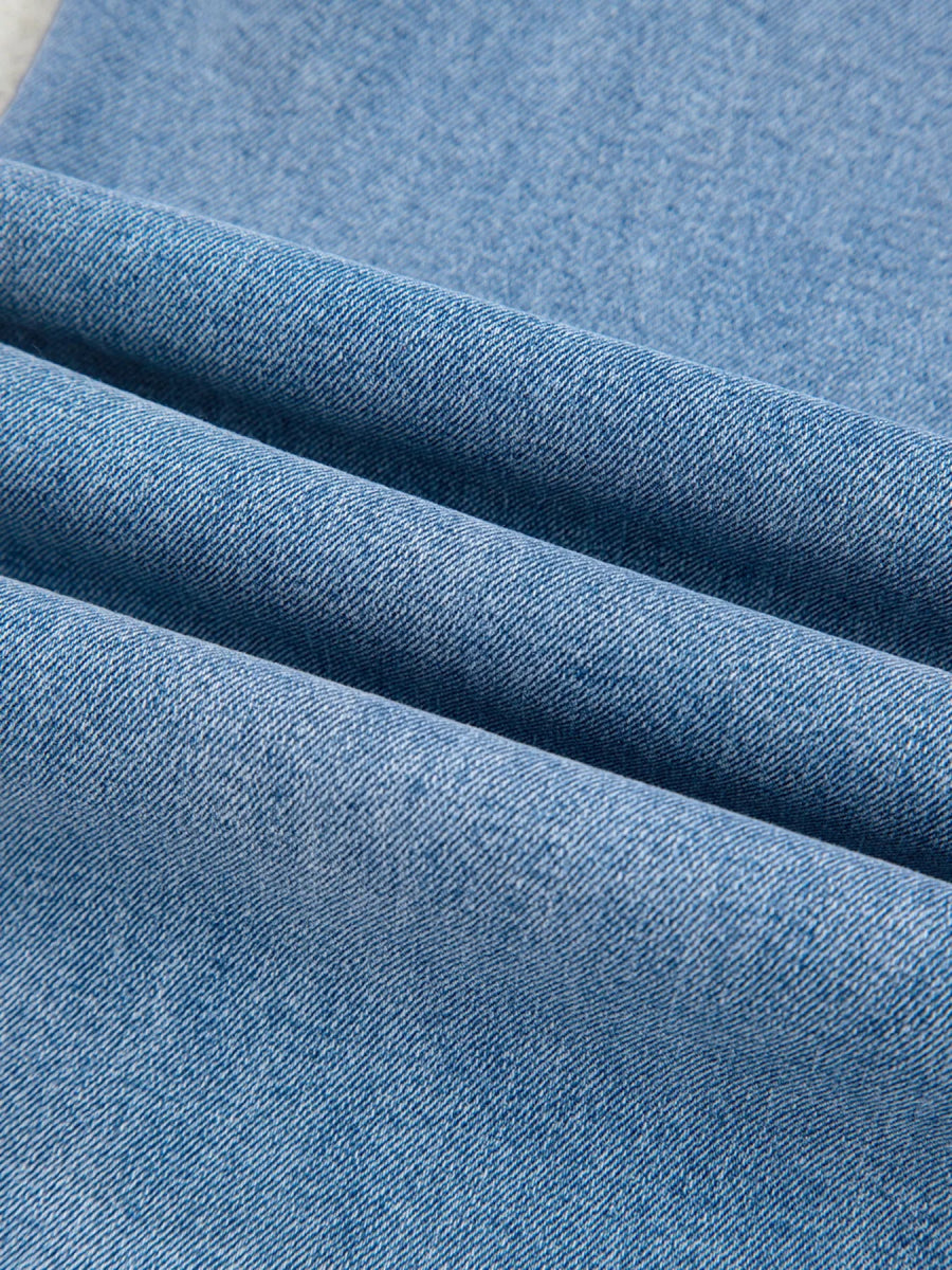 High Waisted Wide Leg Belted Jeans - CELIVINE