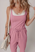 Elastic Waist Sleeveless Square Neck Jumpsuit - CELIVINE