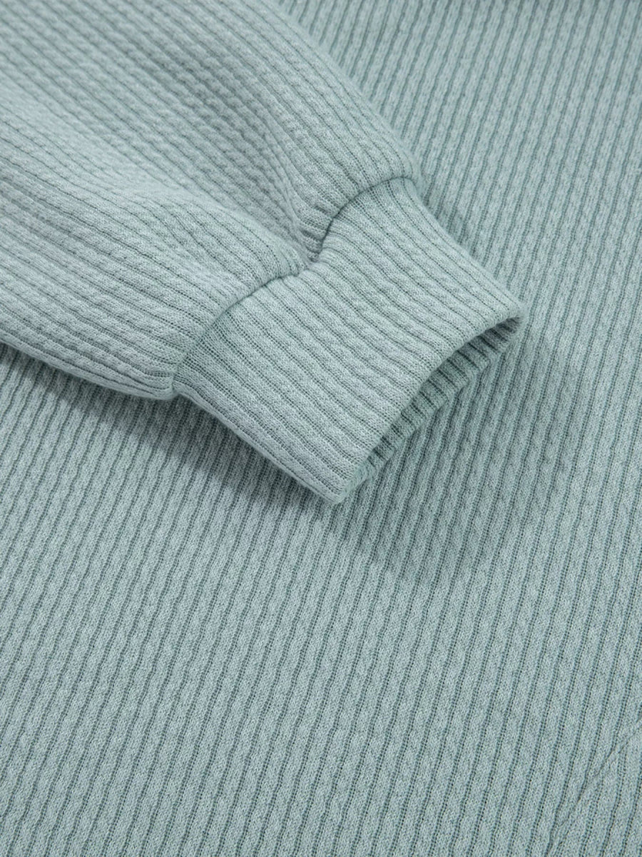 Ribbed Drop Shoulder Knit Hoodie - CELIVINE